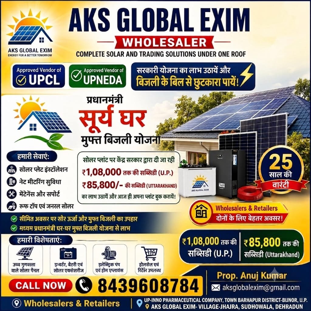 AKS Global Exim solar and trading solutions promotional poster